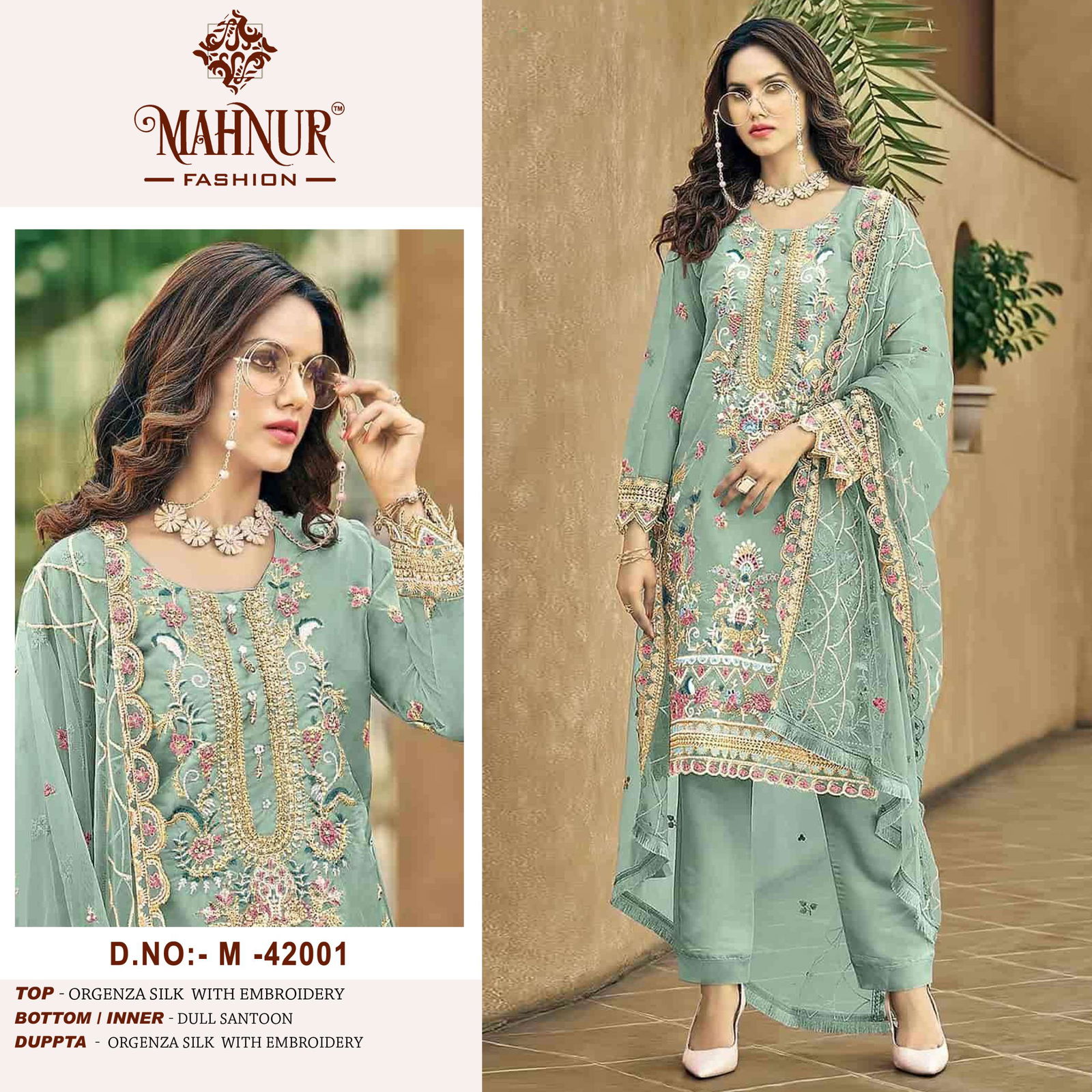 Mahnur Vol 42 Heavy Organza Georgette Pakistani Suits Wholesale Price In Surat
